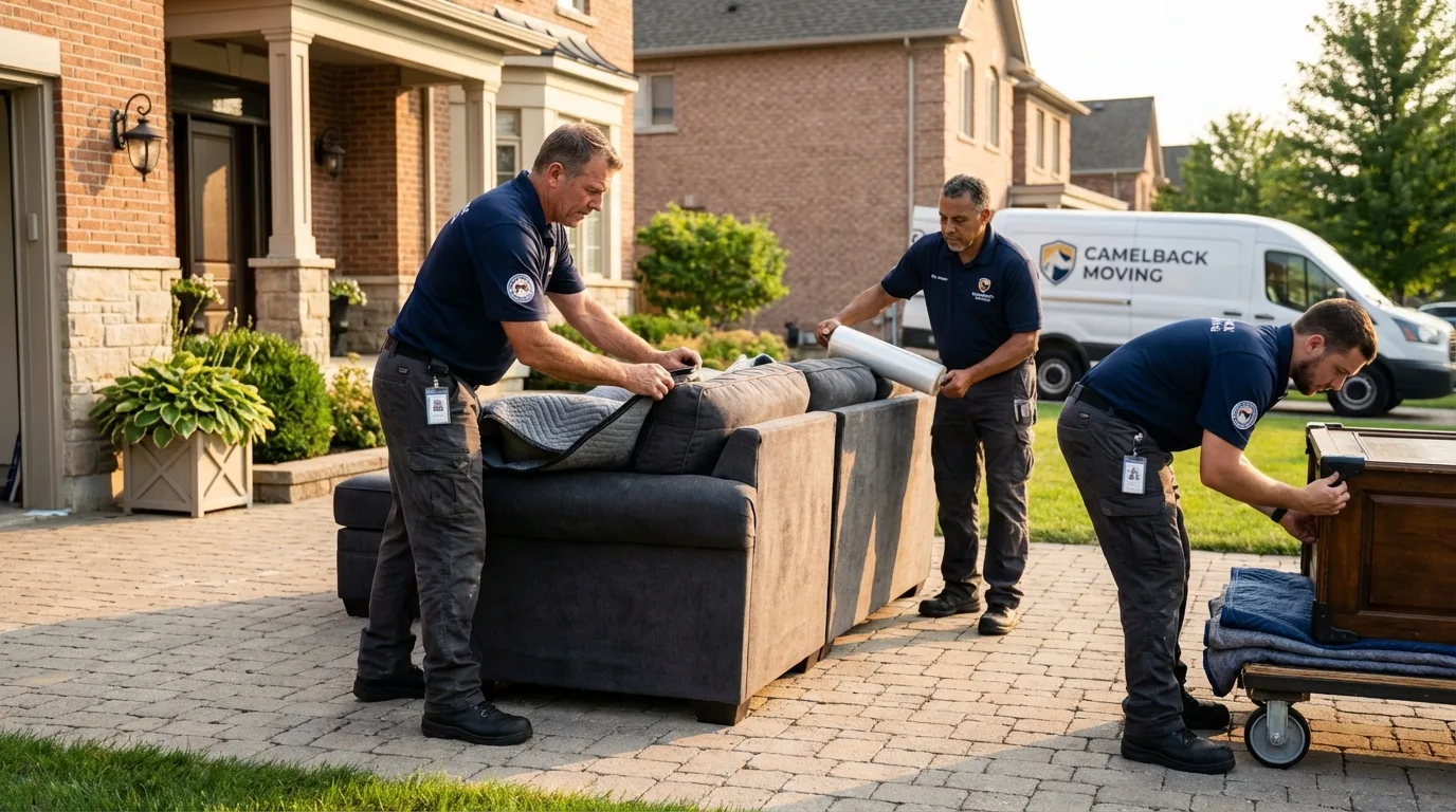 Large estate moving crew wrapping furniture in Saint Joseph, MN