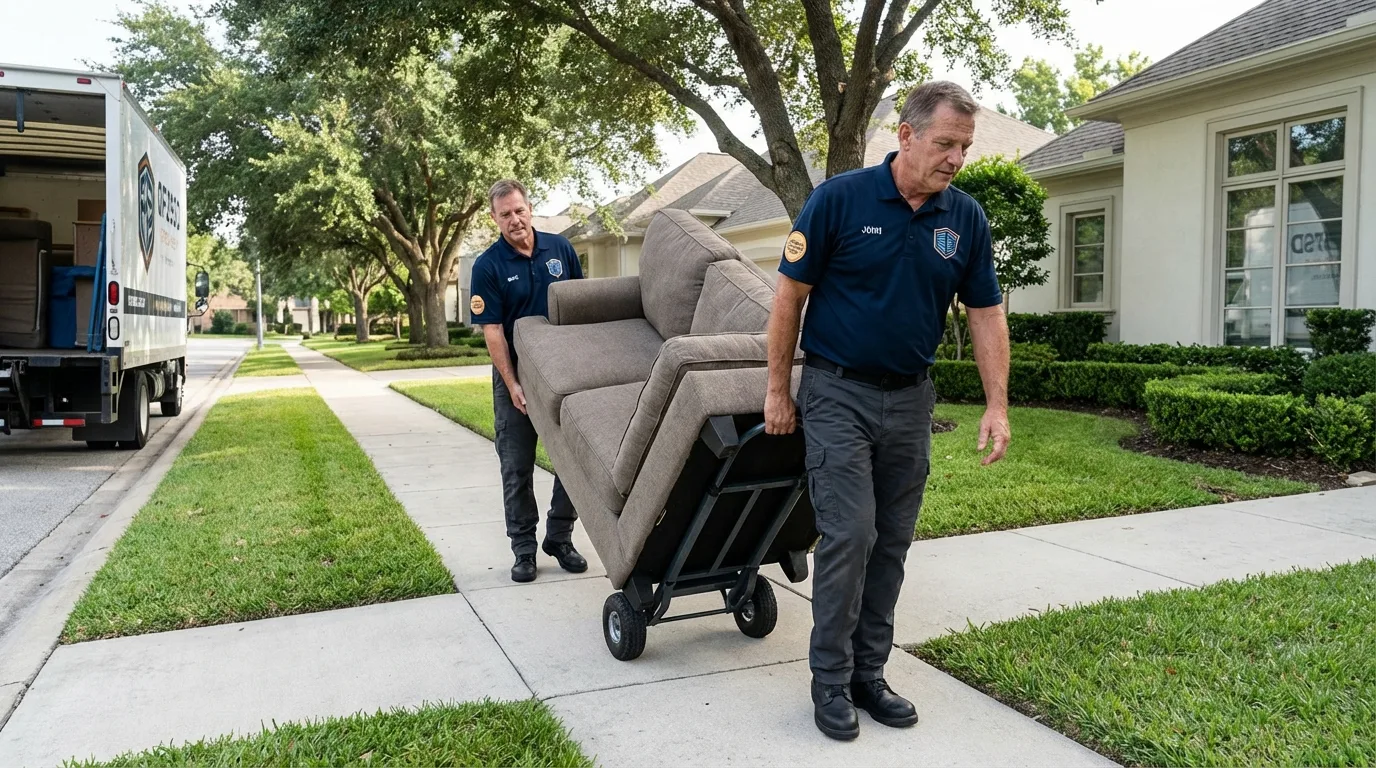 Local residential moving crew loading furniture in Saint Joseph, MN